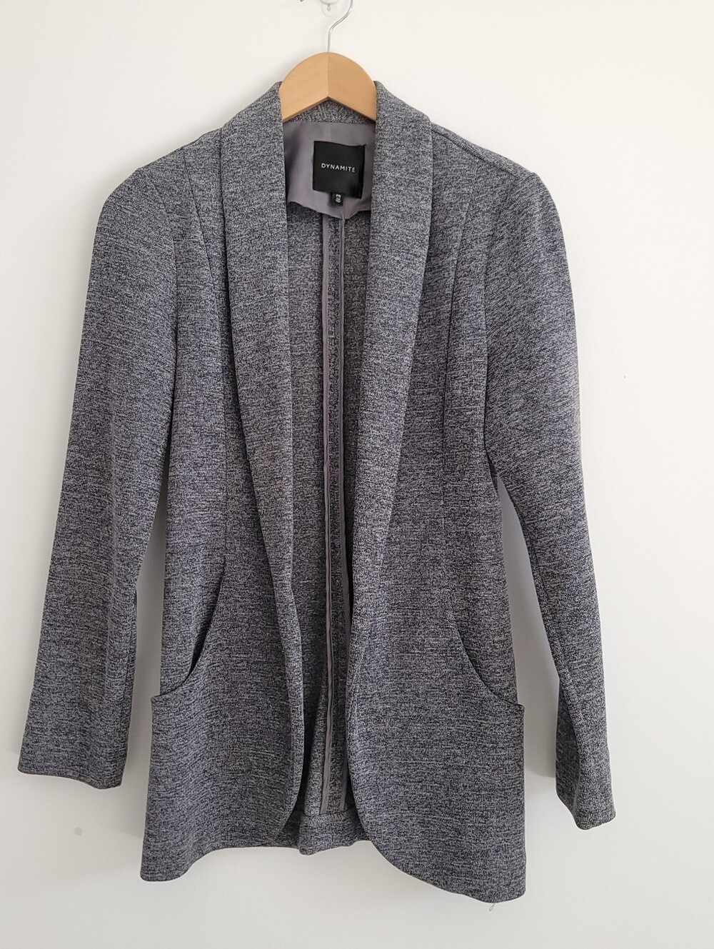 Dynamite Gray Marled Knit Open Front Blazer | Size Small